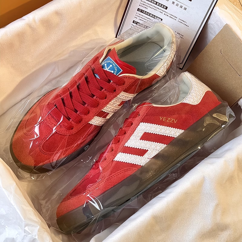 香港高端正品红色德训鞋复古男女款2026新款情侣休闲百搭运动板鞋,流行男鞋,德训鞋,淘宝优惠券,粉丝福利购,淘宝优惠卷