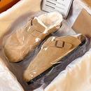 百搭外穿一脚蹬 秋季 官方高端软木勃肯包头拖真皮厚底女款 2025新款