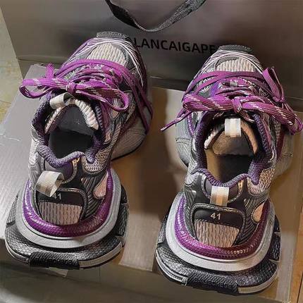 巴黎3xl老爹鞋紫色九代做旧男女款冬季2025新款厚底休闲运动鞋潮