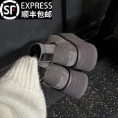 新款 桑坡村雷云色雪地靴厚底女款 春季 加绒加厚增高套筒保暖棉靴潮