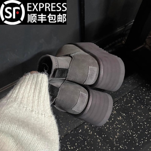 桑坡村雷云色雪地靴厚底女款春季新款加绒加厚增高套筒保暖棉靴潮