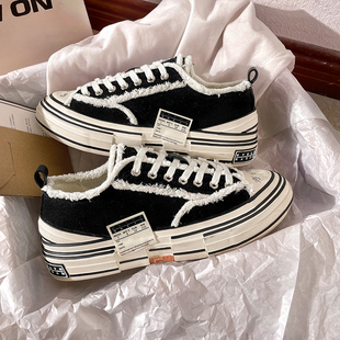 美版进口建豪同款乞丐鞋男女款2026新款春季厚底增高休闲帆布鞋潮