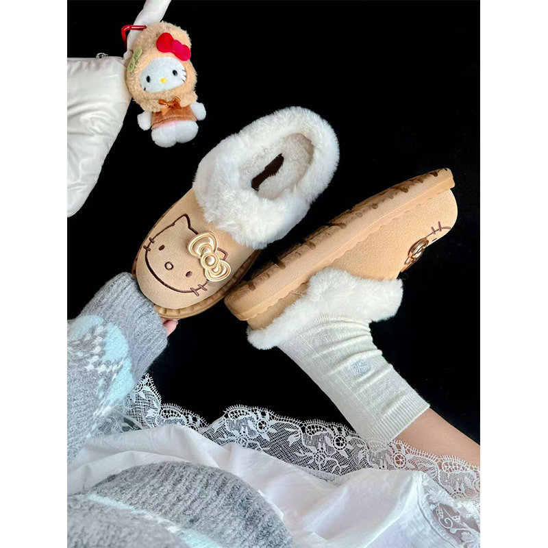 官方正品kt猫联名毛毛鞋女款2025冬季新款加绒包头勃肯半拖棉鞋潮,流行男鞋,包头拖,淘宝优惠券,粉丝福利购,淘宝优惠卷