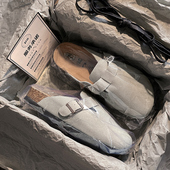 2026新款 香港正品 软木勃肯包头拖真皮厚底女款 软底百搭外穿一脚蹬