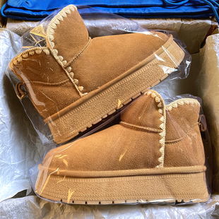 官方正品桑坡村针织厚底雪地靴女款冬季新款情侣百搭抗寒棉鞋潮女