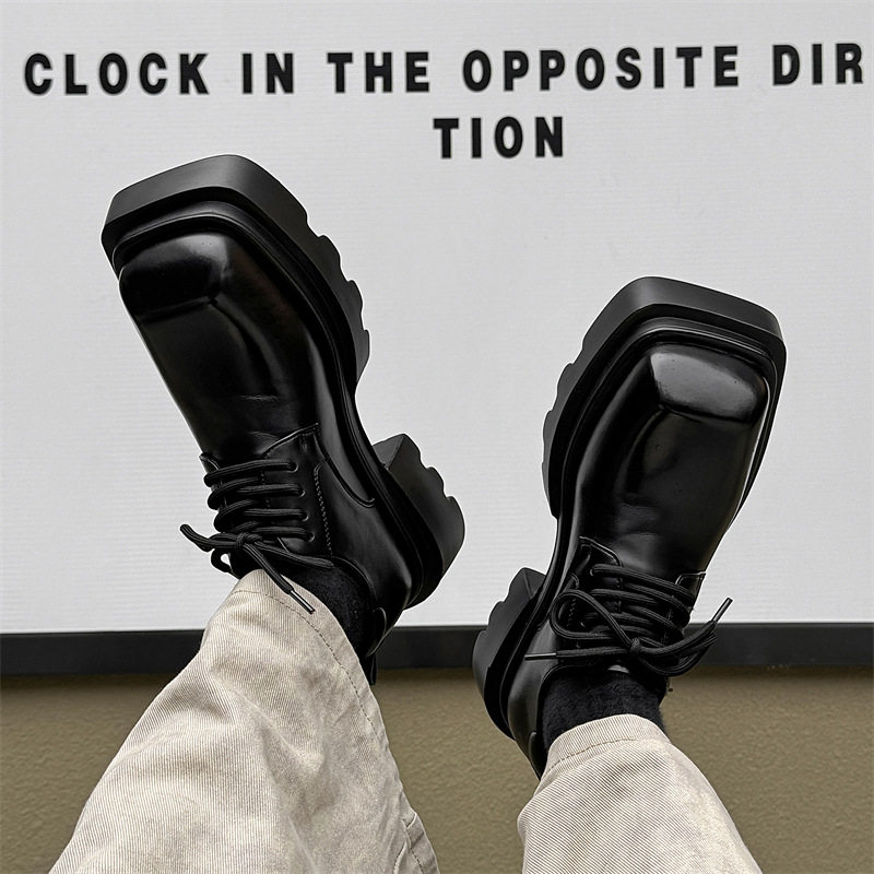 英伦风大头方头皮鞋男厚底增高7CM休闲德比鞋百搭潮鞋,流行男鞋,休闲皮鞋,淘宝优惠券,粉丝福利购,淘宝优惠卷