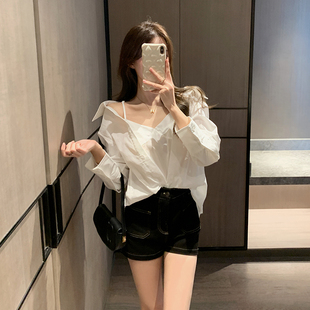 jw一衣多穿 顾小落 衬衫 oliva 吊带拼接1.64m假两件衬 都市线