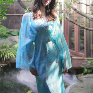 春池水 女装 真丝雪纺双版 内搭女夏季 长裙夏 本薄纱吊带连衣裙