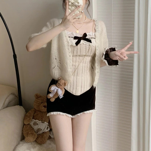 美貌野心家 真丝马海纱线 FiFi钩花针织开衫