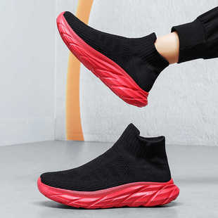 多运动走路轻氧高帮网布透气运动一脚蹬男女无系带超轻便健步男鞋