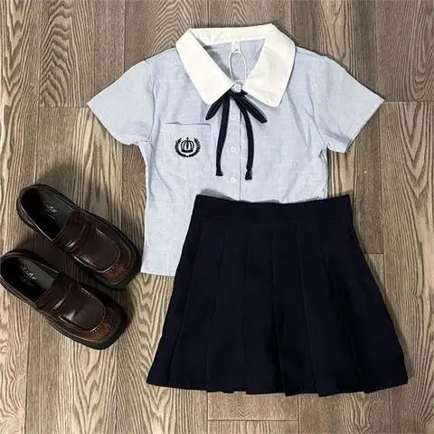 短裙jk制服衬衫原创夏季百褶裙学姐爆款学院樱岛女is套装全套蓝色