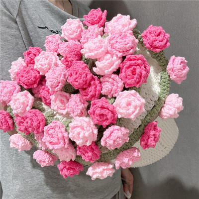 玫瑰花束毯子手工编织diy材料包5股铃兰花向日葵毛毯送女友