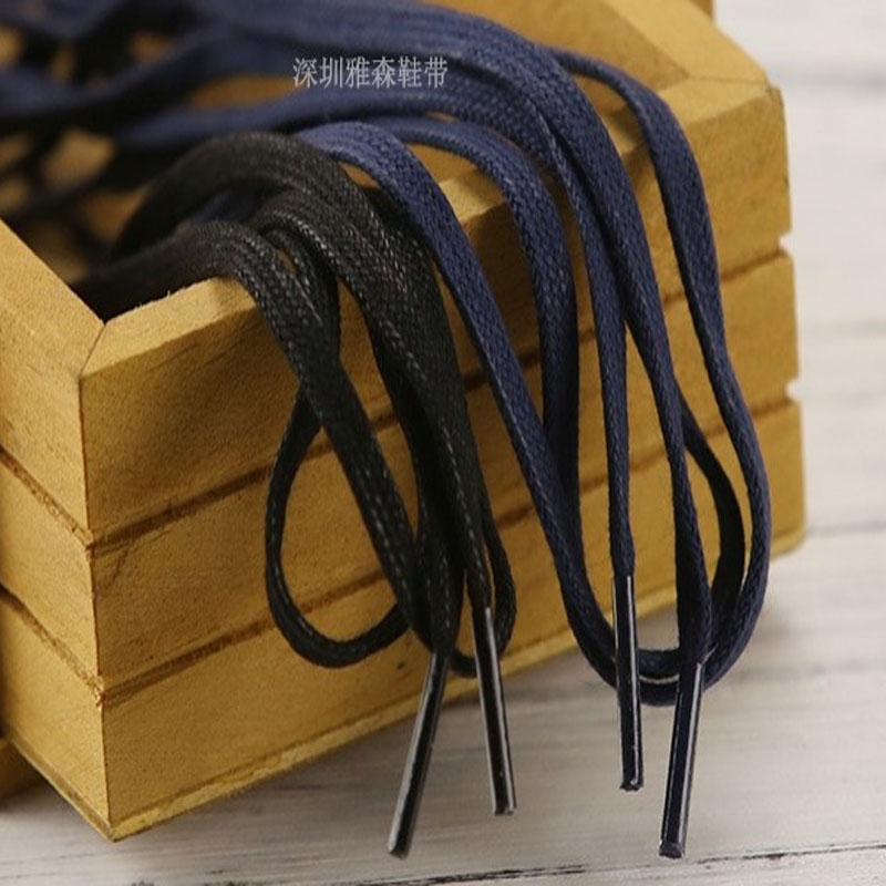 HIBERNI窄款扁平微打蜡棉鞋带