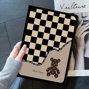 黑白格小熊适荣耀9平板保护套12.1英寸HEY2-W09外壳荣耀平板9皮套全包12.1寸防摔荣耀9柔光版电脑壳休眠皮套