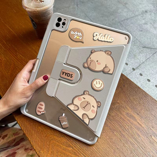 720旋转式适用OPPOpad5亚克力12.1寸平板保护套内带笔槽防弯防摔卡皮巴拉水豚DIY公仔平板壳