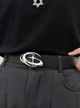 2025新款复古男士黑色皮带装饰配牛仔裤腰带时尚男款潮年轻人美式