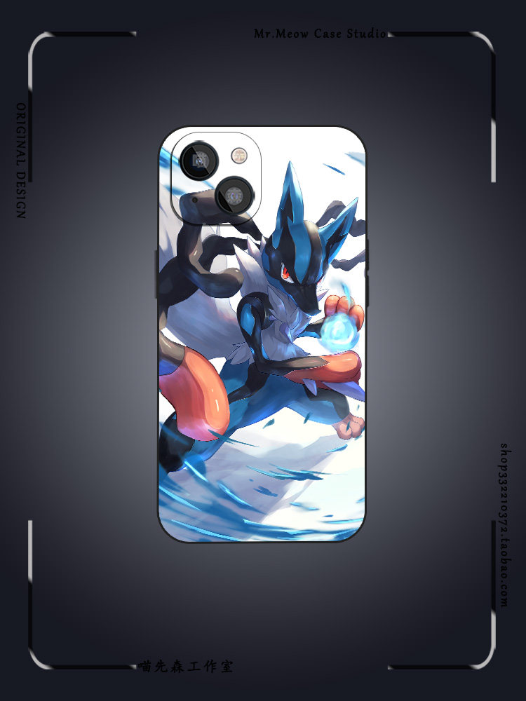 mega路卡利欧宝可梦手机壳适用于苹果14全包防摔13磨砂12硅胶11玻璃