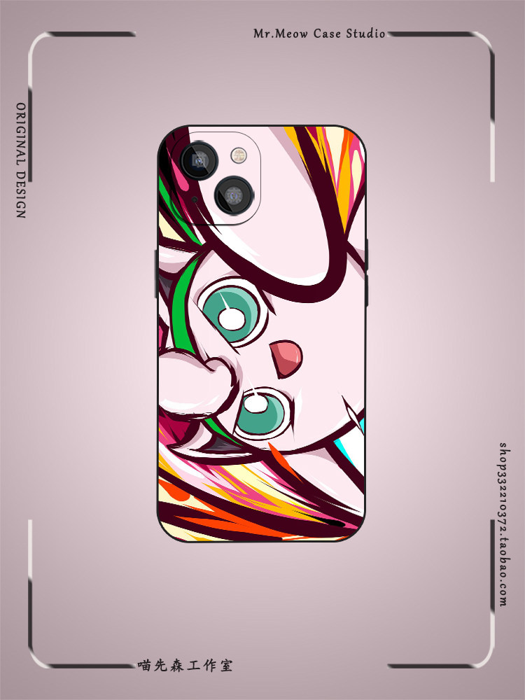 可爱胖丁个性宝可梦绘画手机壳适用于iphone14小米13光面玻璃12全包11
