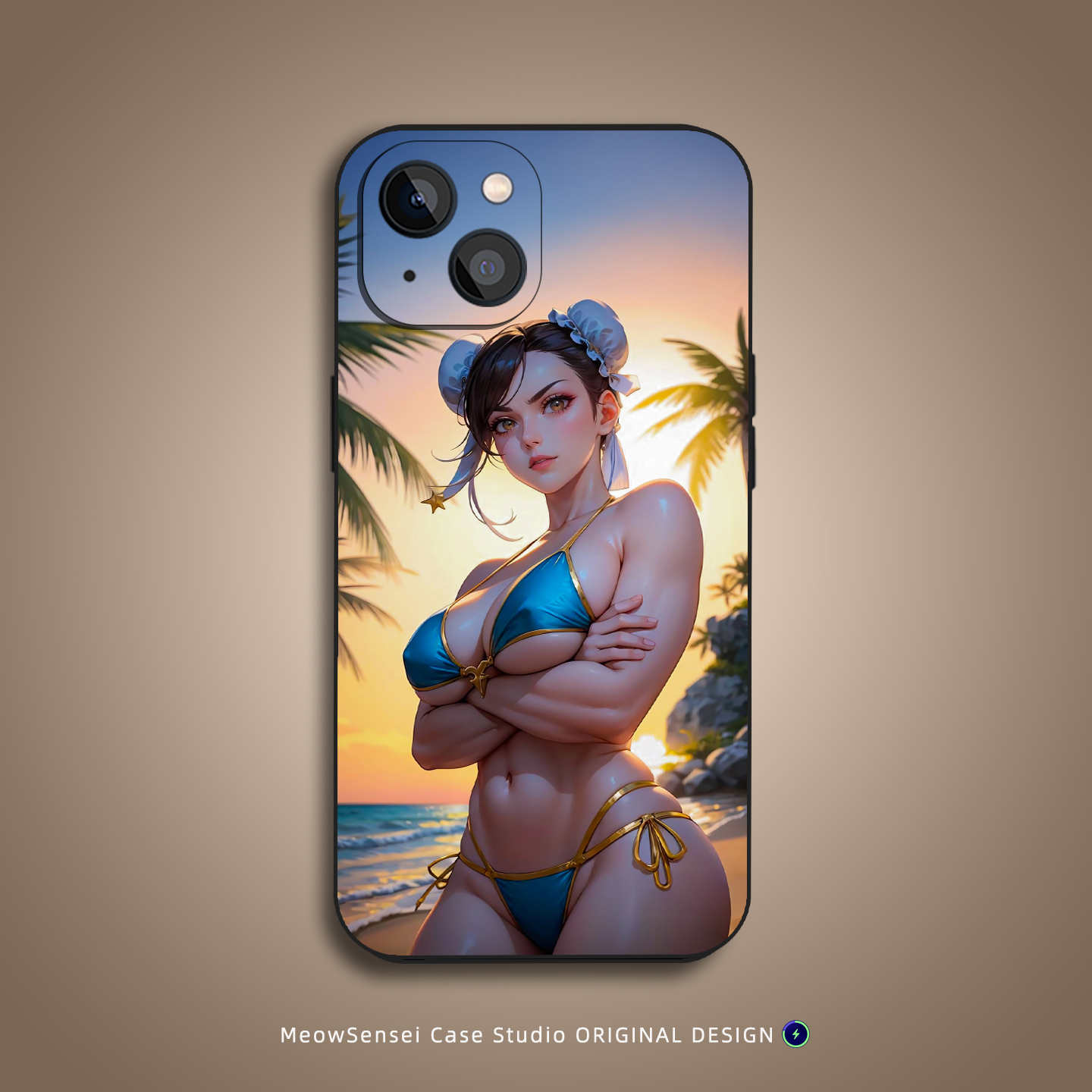 街霸沙滩泳装春丽手机壳适用苹果16小米OPPO动漫二次元艺术15华为VIVO防摔液态硅胶14磁吸降解iPhone17ProMax