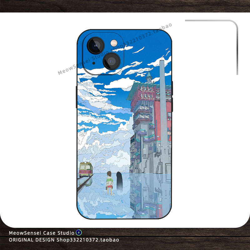 千与千寻无脸男小众防摔硅胶手机壳适用于苹果15红米小米14玻璃VIVO华为OPPO磁吸充电iPhone16ProMax动漫周边