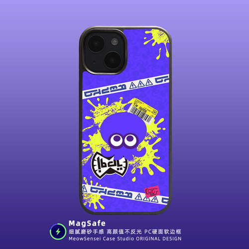 喷射战士可爱章鱼卡通手机壳适用iPhone16软边磨砂PC动漫二次元Air不撞壳插画15磁吸硬壳MagSafe苹果17ProMax