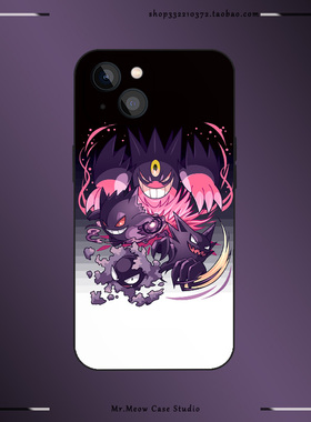 Mega耿鬼进化链宝可梦神奇宝贝手机壳适用iPhone16/12磨砂13/14全包防摔XS液态硅胶XR苹果15ProMax玻璃保护套