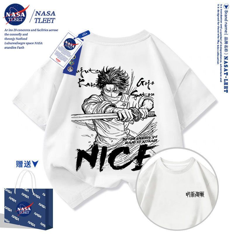 NASA联名T恤夏季潮流动漫五条悟印花宽松型短袖男女童装学生t恤衫