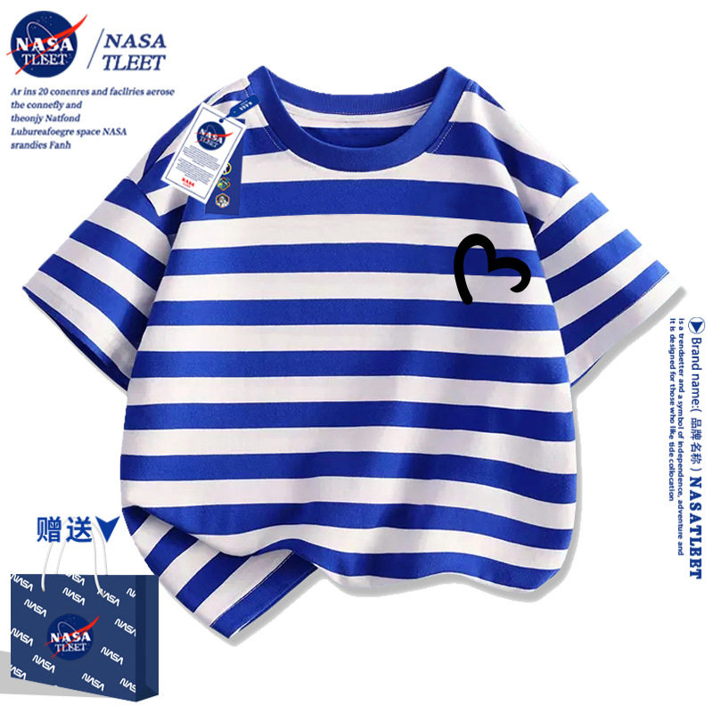 NASA高端亲子装短袖一家三口2025新款夏季纯棉母女母子全家装T恤