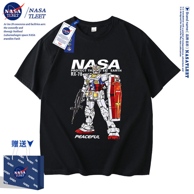 NASA联名高达机器人T恤男童短袖2025新款潮夏季宽松儿童夏装女童