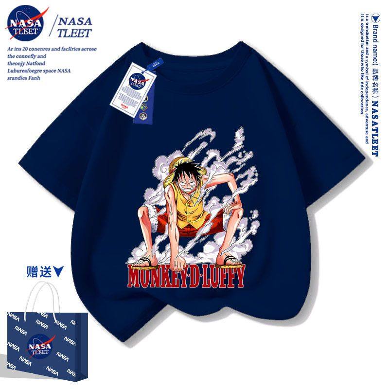 NASA联名路飞海贼王周边动漫潮童男女孩子上衣t恤衫短袖衣服潮酷