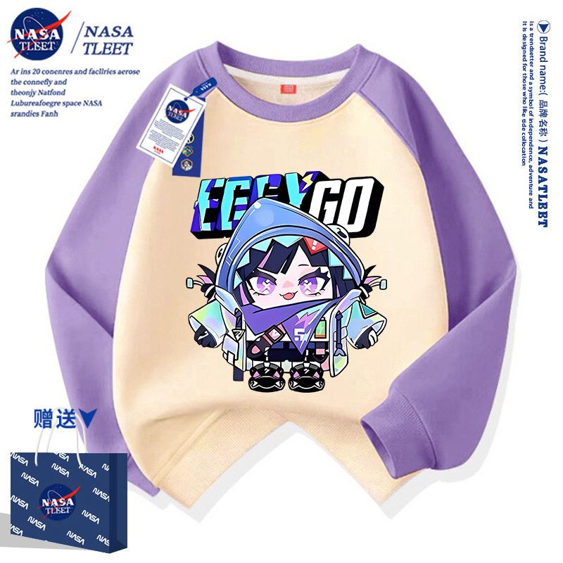 NASA联名卡通游戏儿童插肩上衣春秋季新款男女童潮系圆领卫衣加绒