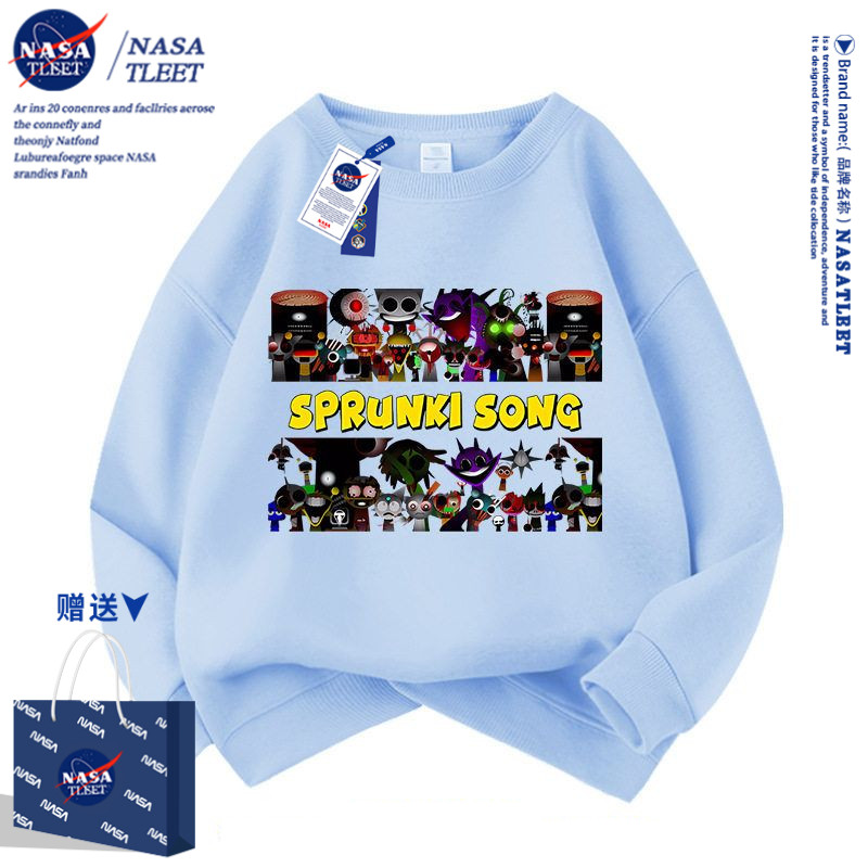 NASASprunki节奏盒子卡通动漫衣服男女孩上衣儿童学生圆领卫衣服