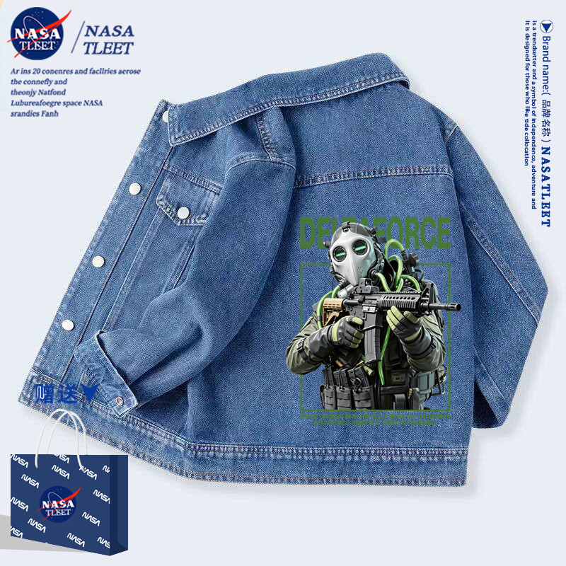 NASA三角洲男女童牛仔外套春秋新款中大童上衣童装儿童开衫夹克服图片