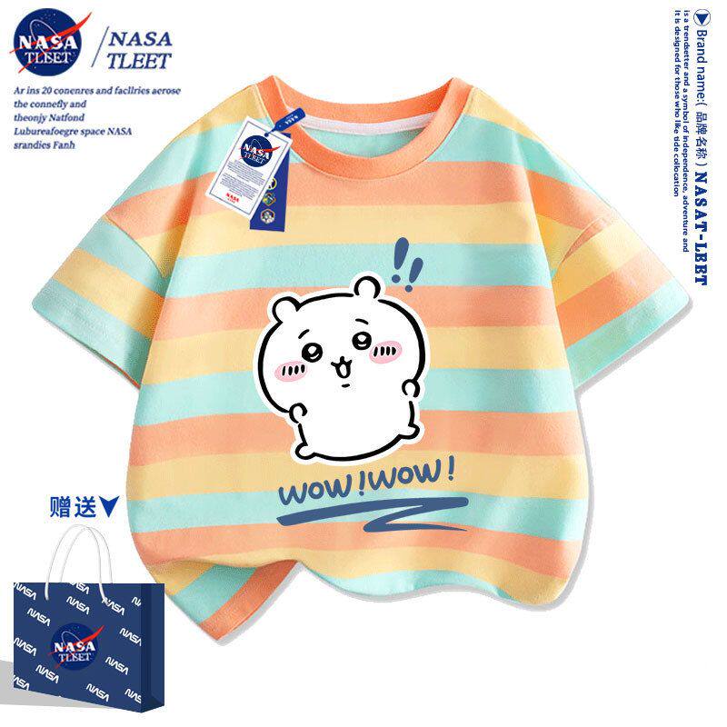 NASA联名男女童乌萨奇小八短袖t恤夏季卡通洋气中小儿童纯棉上衣