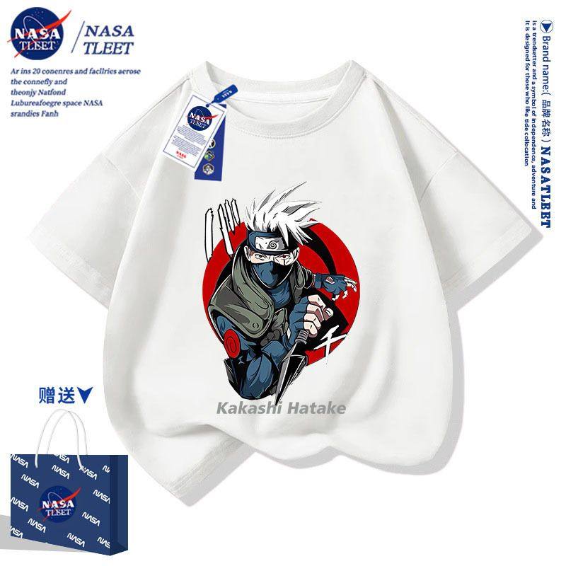 NASA联名火影卡卡西印花男女儿童学生t恤衫短袖上衣亲子装潮童夏