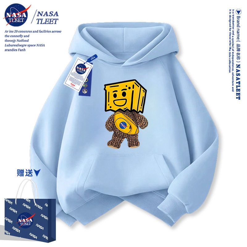 NASA联名潮牌儿童卫衣男连帽春秋季2025新款衣服宽松学生潮流外套