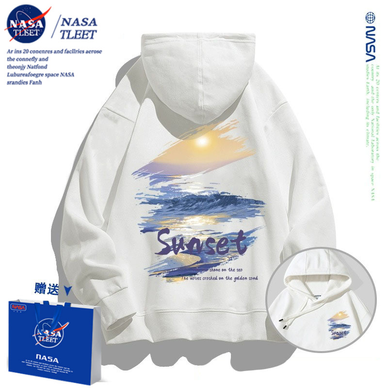 NASA联名春秋款涂鸦卫衣男士2025新款美式潮高级感连帽情侣装