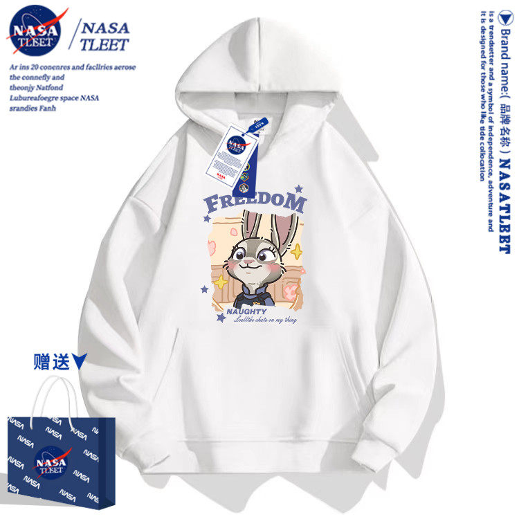 NASA联名朱迪尼克连帽卫衣男女款2025春秋新款潮牌卡通宽松情侣装