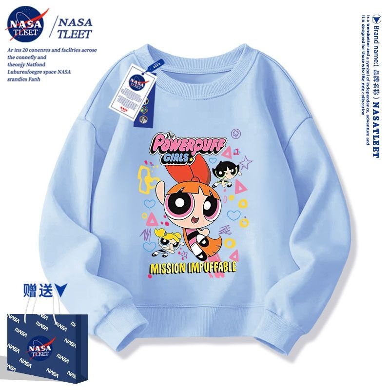 NASA联名新款动漫飞天小女警The Powerpuff Girls百搭圆领卫衣潮