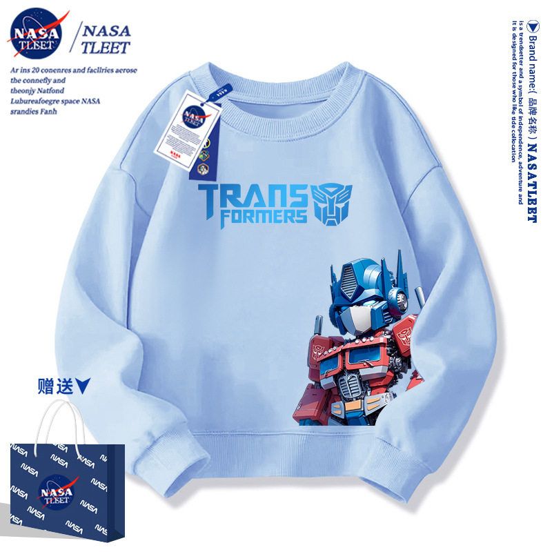 NASA联名新款卡通动漫变形金刚宽松上衣秋冬季中小学生圆领卫衣潮