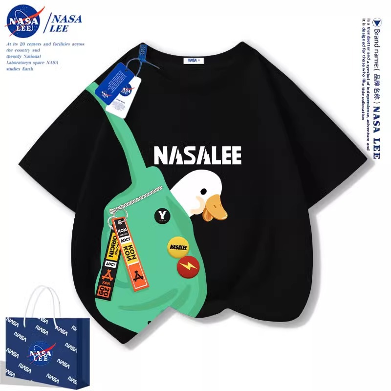 NASA男童短袖t恤夏季2025新款潮牌女童童装卡通儿童衣服纯棉半袖