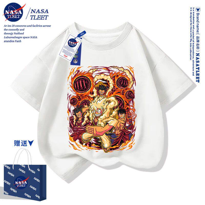 NASA联名海贼王t恤短袖衣服路飞索隆罗动漫男女儿童装周边半袖衣
