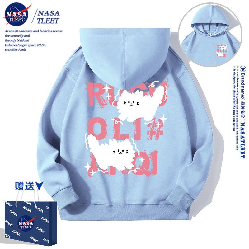 NASA联名闪电猫咪连帽卫衣男女2025春秋爆款小众设计感青少年外套