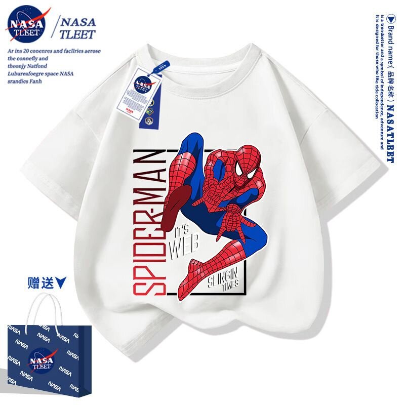 NASA联名春秋季新款卡通动漫蜘蛛侠Spider-Man圆领上衣洋气卫衣潮