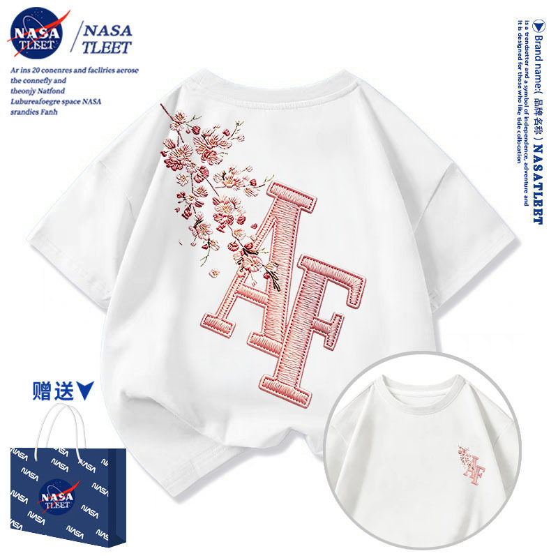 NASA联名童装女童新款夏季短袖T恤纯棉洋气半袖t恤儿童半截袖时髦