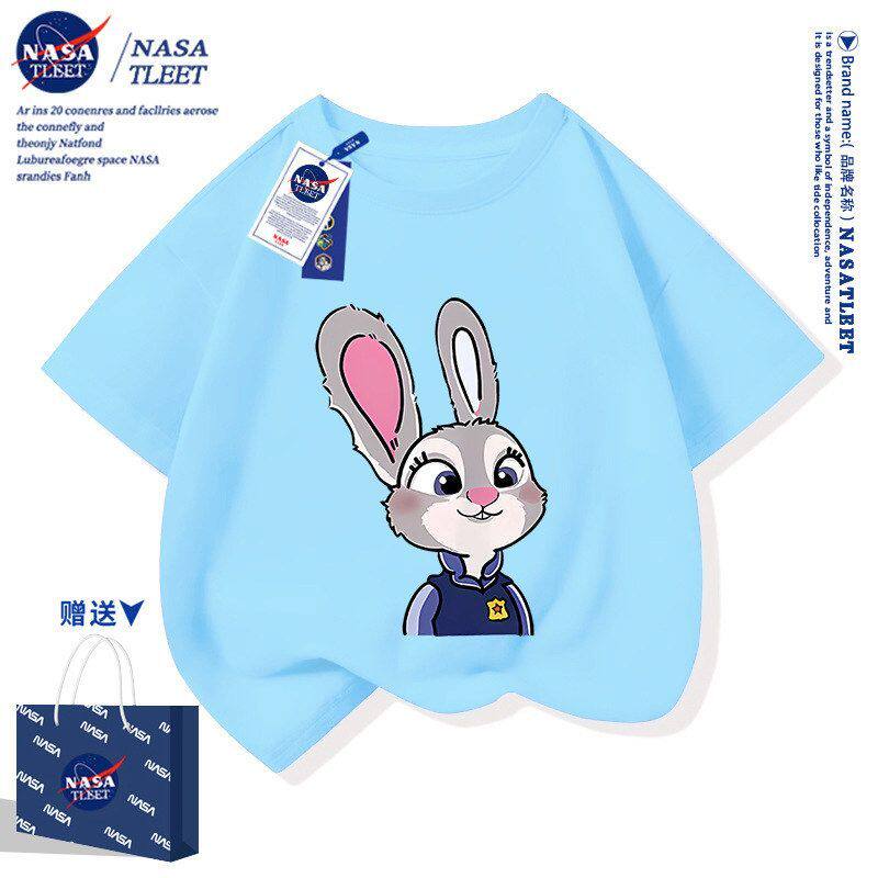 NASA官方店联名疯狂动物城朱迪夏季童装女童t桖短袖T恤儿童上衣