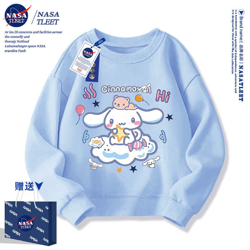 NASA联名儿童圆领卫衣秋季2025新款男女童长袖上衣春秋款洋气时髦