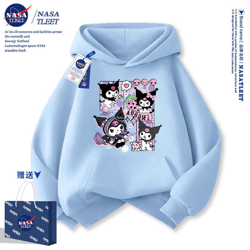 NASA库洛米女童卫衣秋冬款2025新款加绒女孩秋季连帽外套儿童秋装