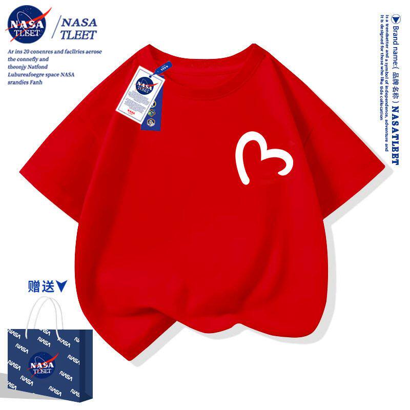 NASA亲子装短袖一家三四口2025新款夏季棉全家装T恤喜庆节日衣服