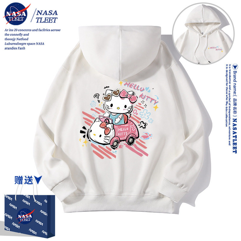 NASA联名hellokitty凯蒂猫连帽卫衣女童oversize宽松加绒外套